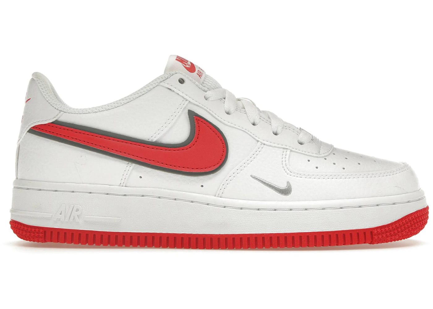 Nike Air Force 1 White Habanero Red Mini Swoosh (GS)